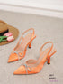 New Women Pointed Toe Butterfly Knot Crystal Pumps Flock Thin Heel